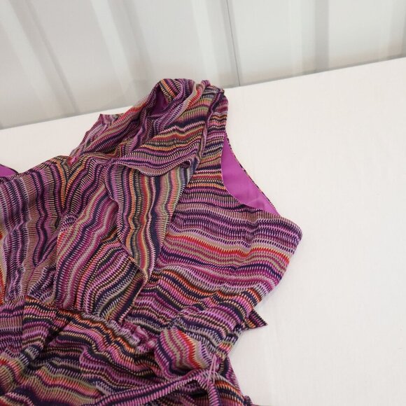 Maison Tara Womens Pink Purple Striped Crossover Top V Neck Dress size 24W EUC - Picture 6 of 9